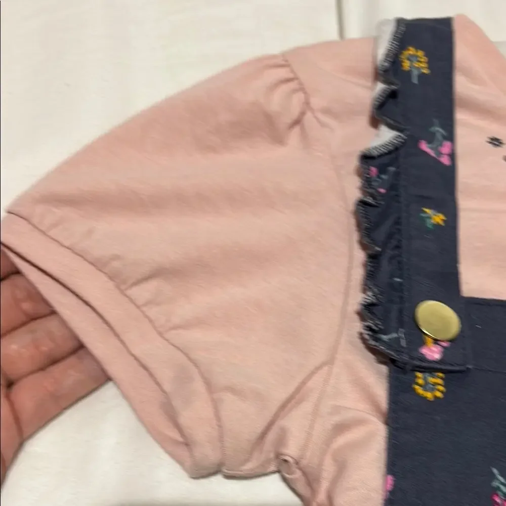 365 kids 10 Pink Top grey Floral Overall Dress jumper denim Set nwt